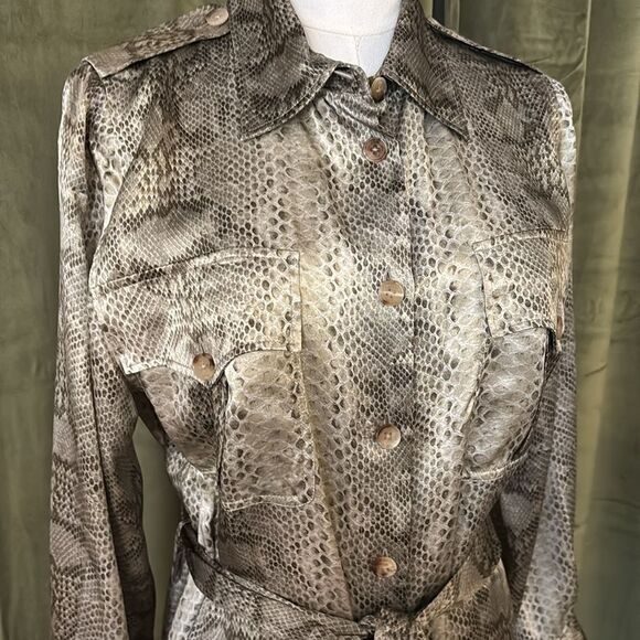Ralph Lauren purple label 100% silkSnakeskin-Print Shirt Dress, US10 - Picture 5 of 11